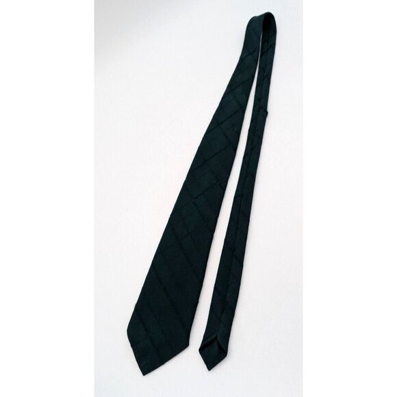 Vintage 60s 70s Men's Tie Dark Green Plaid Necktie - Picture 3 of 11